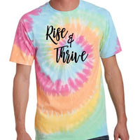 Rise and Thrive Pastel  Pink/Yellow/Blue Tie Dye  designed T-shirt
