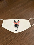 Red bandana mule head design with white background Face Cover