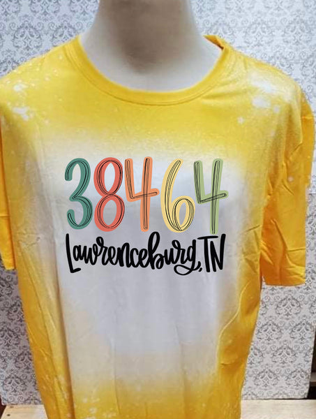 Multi Colored Lawrenceburg 38464 TN designed Yellow bleached  designed T-shirt