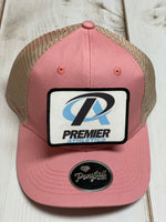 Premier Athletics PA logo patch/ Beige and coral ponytail hat