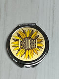 Gold and Silver Mimi sunflower design compact mirror