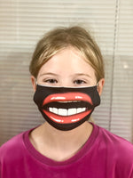Funny mouth and teeth designed Face Cover with black background