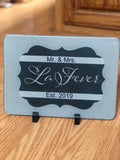 Personalized Rectangle Black and Gray Glass Cutting Board