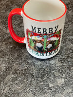 Merry Christmas 2 Christmas Mule designed 15 oz Mug with red