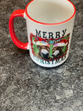 Merry Christmas 2 Christmas Mule designed 15 oz Mug with red