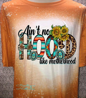 Ain’t no hood like motherhood designed Orange bleached  designed T-shirt