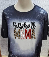 Baseball Mama with baseball type letters black  bleached  designed T-shirt
