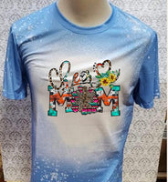 Cheer mom designed Aztec designed Carolina Blue bleached  designed T-shirt