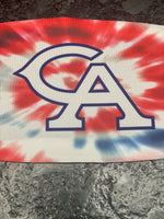 CA Logo Red and Blue Tie Dye Face Cover