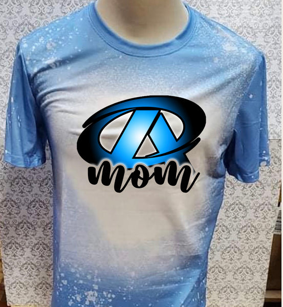 Premier Athletics Mom logo design Carolina Blue bleached T-shirt