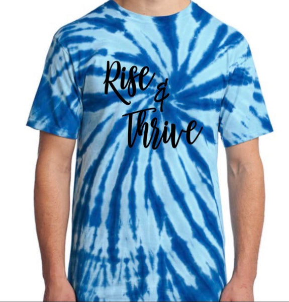 Rise and Thrive Blue and white Tie Dye  designed T-shirt