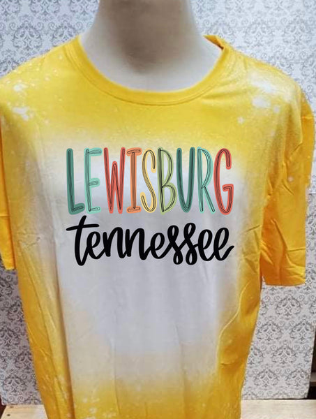 Multi Colored Lewisburg TN designed Yellow bleached  designed T-shirt