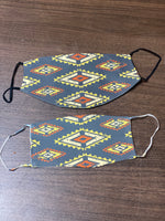 Aztec Blue and Tan Logo Face Cover