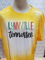 Multi Colored Lynnville TN designed Yellow bleached  designed T-shirt
