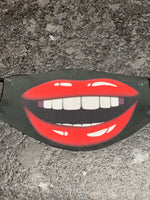 Funny tooth red lips designed Face Cover with black background