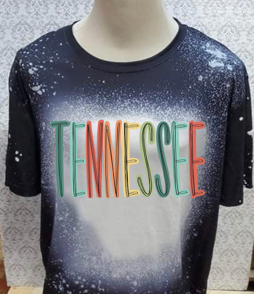 Multi Colored Tennessee designed Black bleached  designed T-shirt