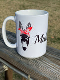 Muletown design with red bandanna Mule head 15 oz. Mug
