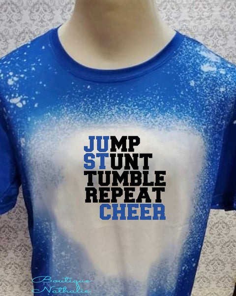 Just cheer Royal Blue bleached  designed T-shirt