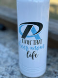 Premier logo Livin that cheer mom life design  30oz flip top bottle