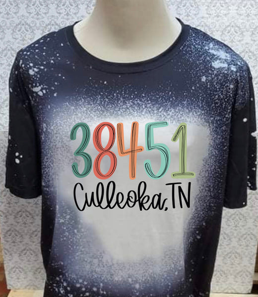 Multi Colored TN 38451 Culleoka TN designed Black bleached  designed T-shirt