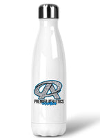 Glitter looking Premier athletics logo  with Columbia  wording underneath designed White Steel insulated water bottle