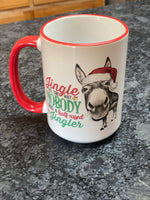 Jingle all the way funny Mule designed 15 oz Mug with red