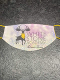 White Stone Dance design with yellow backing  Face Cover