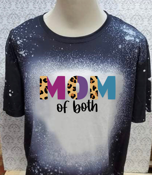 Mom of both designed Black bleached  designed T-shirt