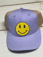 Smiley Face - Lavender/ beige  ponytail hat