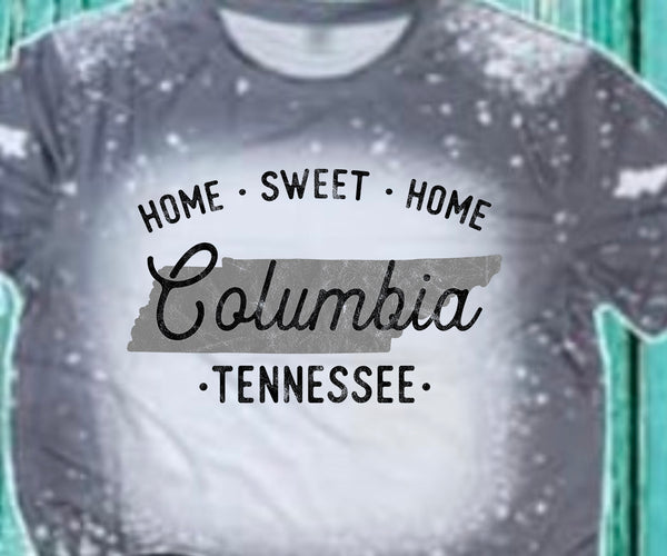 Home Sweet Home Columbia designed Gray bleached  designed T-shirt