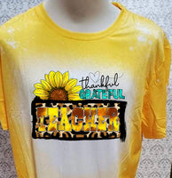 Teacher thankful and grateful designed Yellow bleached  designed T-shirt