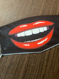 Funny mouth and teeth designed Face Cover with black background