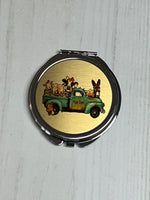 Gold and Silver farm truck compact mirror