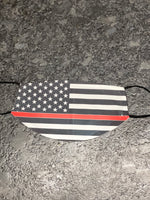 American flag in black color with red stripe design Face Cover