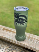 Green Veteran American Flag 20oz. Pilsner Tumbler