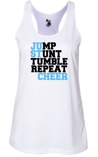 Just Cheer design racer back tank top