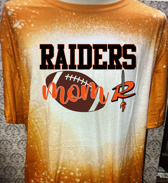 Richland Football mom with logo  burnt Orange bleached  designed T-shirt