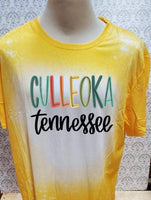 Multi Colored Culleoka TN designed Yellow bleached  designed T-shirt
