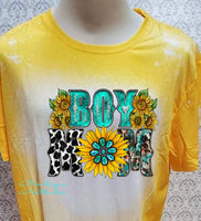Boy Mom sunflower colorful designed Yellow bleached  designed T-shirt