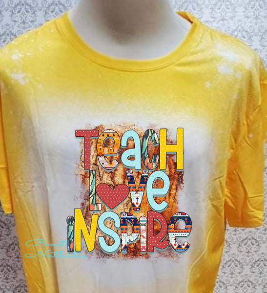 Teach Love Inspire designed Yellow bleached  designed T-shirt