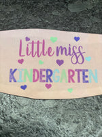 Lil Miss Kindergarten design with pink background Face Cover