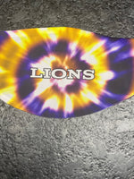 Purple and Gold Lions Tie Dye Face Cover