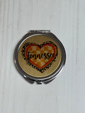 Gold and Silver Tennessee checkered orange heart design compact mirror