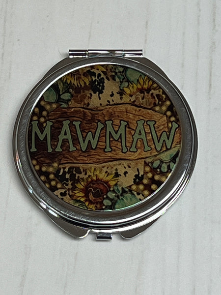 Gold and Silver MawMaw country design compact mirror