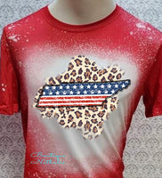 Tennessee state with flag and star design  and leapord Red  bleached  designed T-shirt