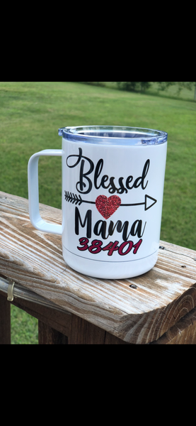 Blessed Mama design White Stainless Steel Mug