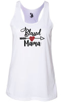 Blessed Mama design race back tank top