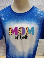 Mom of both designed Royal Blue bleached  designed T-shirt
