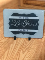 Personalized Rectangle Black and Gray Glass Cutting Board