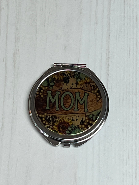 Gold and Silver Mom country design compact mirror